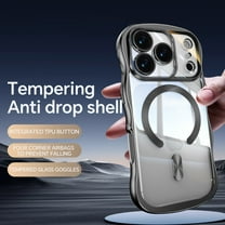 ShellTech For iPhone 17 Pro Magnetic Flexible TPU Clear Case, Shockproof,Compatible with MagSafe Wireless Charging, Non-Slip Wave Plating Frame Cover Full Camera Protector,Black