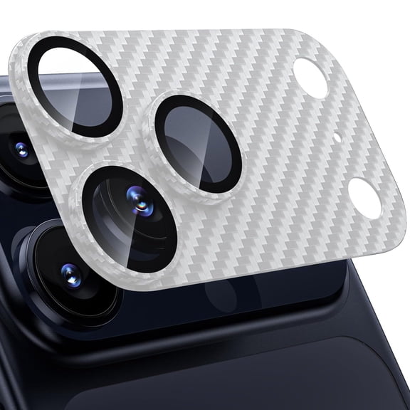 ShellTech for iPhone 17 Pro Max Camera Lens Protector,Slim Crabon Fiber Texture Metal Aluminum Alloy Tempered Glass Camera Screen Protector for iPhone 17 Pro Max ,Silver