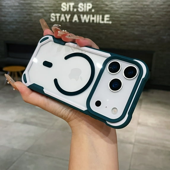 ShellTech for iPhone 17 Pro Two Color Magnetic PC+TPU Armor Case,Compatible with Magsafe,Comes with Crystal Transparent Acrylic Hard Hybrid Bumper Shockproof Quad Corner Drop Proof ,Green
