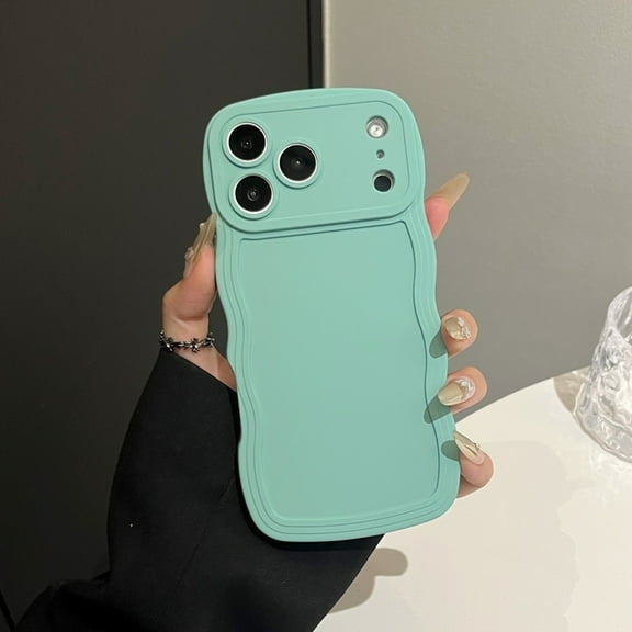 ShellTech For iPhone 7 / 8 / SE 2022 & 2020 Flexible TPU Shockproof Case Anti-Scratch Anti-Fingerprint Non-Slip Lightweight Wave Curly Frame Solid Color Silicon Slim Cover Camera Protection ,Cyan