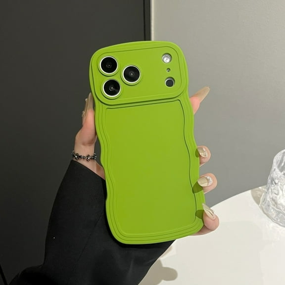 ShellTech For iPhone 8 Plus/7 Plus Flexible TPU Shockproof Case Anti-Scratch Anti-Fingerprint Non-Slip Lightweight Cute Wave Curly Frame Solid Color Silicon Slim Cover with Camera Protection ,Green