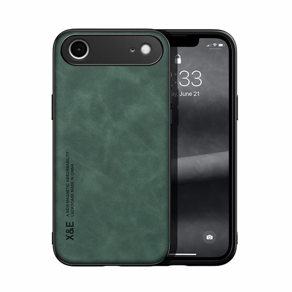 ShellTech for iPhone Air PC+TPU Magnetic Case,Slim Premium PU Leather Skin Texture Good Grip,Soft TPU Bumper,Comfort Grip,Shockproof Anti-Drop Protective Phone Cover,Green