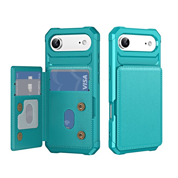 ShellTech for iPhone Air Wallet Case with 4 Card Slots,Flip PU Leather Magnetic Closure Kickstand TPU Bumper Lightweight Slim Anti-Scratch Shockproof Protective Cover for Women Men,Green