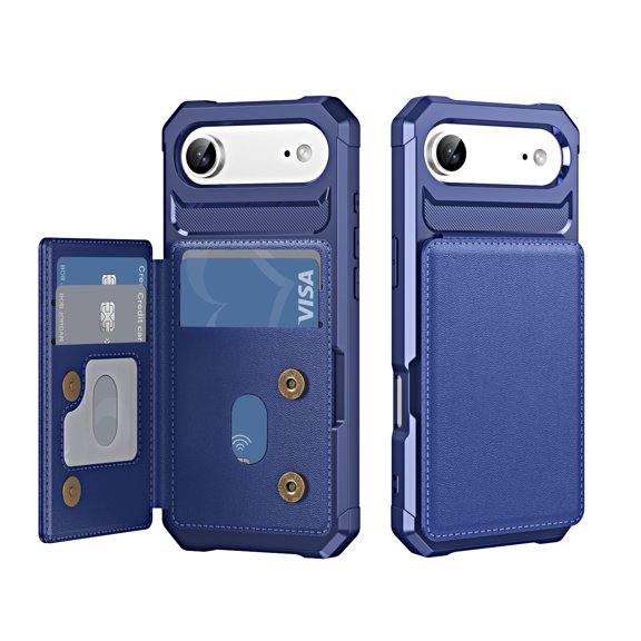 ShellTech for iPhone Air Wallet Case with 4 Card Slots,Flip PU Leather Magnetic Closure Kickstand TPU Bumper Lightweight Slim Anti-Scratch Shockproof Protective Cover for Women Men,Darkblue