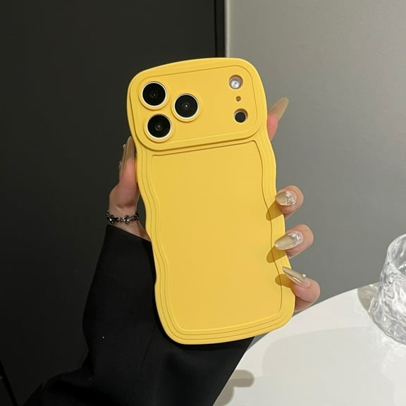 ShellTech For iPhone XS/X Flexible TPU Shockproof Case Anti-Scratch Anti-Fingerprint Non-Slip Lightweight Cute Wave Curly Frame Solid Color Silicon Slim Cover with Camera Protection ,Yellow