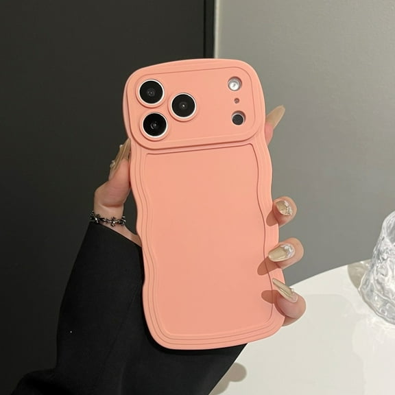 ShellTech For iPhone XS/X Flexible TPU Shockproof Case Anti-Scratch Anti-Fingerprint Non-Slip Lightweight Cute Wave Curly Frame Solid Color Silicon Slim Cover with Camera Protection ,Pink