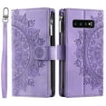 thumbnail image 1 of ShellTech presents the Samsung Galaxy S10 Plus Wallet Case Mandala Floral Embossed PU Leather Folio with Zipper Magnetic Closure,Purple, 1 of 12