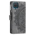 thumbnail image 1 of ShellTechb Galaxy A12 5G Case Wallet for Women, Zipper Card Holder Mandala Embosssed PU Leather Wrist Strap Book Folio Flip Cover Compatible,Gray, 1 of 9