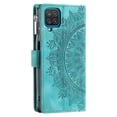 thumbnail image 1 of ShellTechb Galaxy A12 5G Case Wallet for Women, Zipper Card Holder Mandala Embosssed PU Leather Wrist Strap Book Folio Flip Cover Compatible,Green, 1 of 9