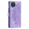 thumbnail image 1 of ShellTechb Galaxy A12 5G Case Wallet for Women, Zipper Card Holder Mandala Embosssed PU Leather Wrist Strap Book Folio Flip Cover Compatible,Purple, 1 of 9