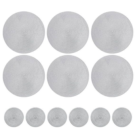 Venice Collections Vienna Woven Spiral Table Placemats 15 Inches Round Set of 6 Non-Slip Dining & Kitchen Table Mats Shell
