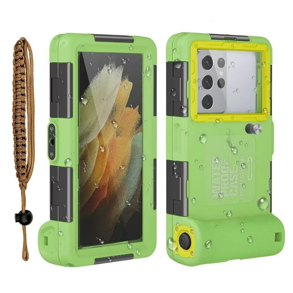 Shellbox Professional Waterproof Phone Housing 50ft Snorkeling Scuba Diving Case for iPhone Samsung Universal Smartphones Underwater Protective Cover for Outdoor Swimming Surfing with Lanyard(Green)