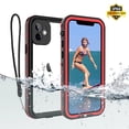 thumbnail image 1 of IP68 Waterproof Case for iPhone 12 Shockproof Dust Proof Full Body Hard Case Built-in Screen Protector Underwater Outdoor Clear Phone Cover (6.1" Red), 1 of 13