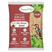 Happy Wings Shelled Peanuts Seeds Wild Bird Food - 4 Pounds I No Grow Seed I Bird seed for Wild Birds