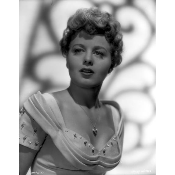 Shelley Winters wearing a Scoop-Neck Gown and Necklace in a Classic Portrait Photo Print (24 x 30)