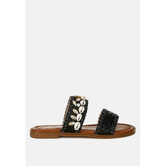 Shellfish Raffia Slip On Sandals