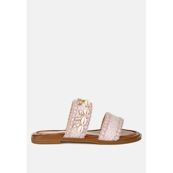 Shellfish Raffia Slip On Sandals