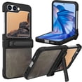 thumbnail image 1 of Shellify Case for Samsung Galaxy Z Flip 6, Leather Case Luxurious Retro Shockproof Hinge Protection Case with Kickstand and Screen Protector,Darkgray, 1 of 7