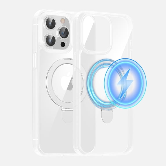 Shellify Hybrid Rugged Clear Case for iPhone 11,Transparent Clear Hard PC Back Magnetic Ring Kickstand Mag Safe Compatible Shockproof Slim Fit Anti-Yellowing Anti-Scratches Cover,White