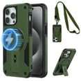 thumbnail image 1 of Shellify for iPhone 11 Rugged Magnetic Case Hybrid Hard PC+ Shockproof Silicone Invisible Kickstand Compatible with Mag Safe Drop-Protection Armor Cover Adjustable Lanyard Strap,Armygreen, 1 of 11