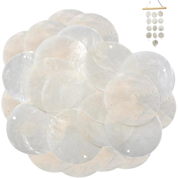 Shells - 100PCS 2 Inch Round Shells with Holes, Polished Natural for Crafting Jewelry Making DIY