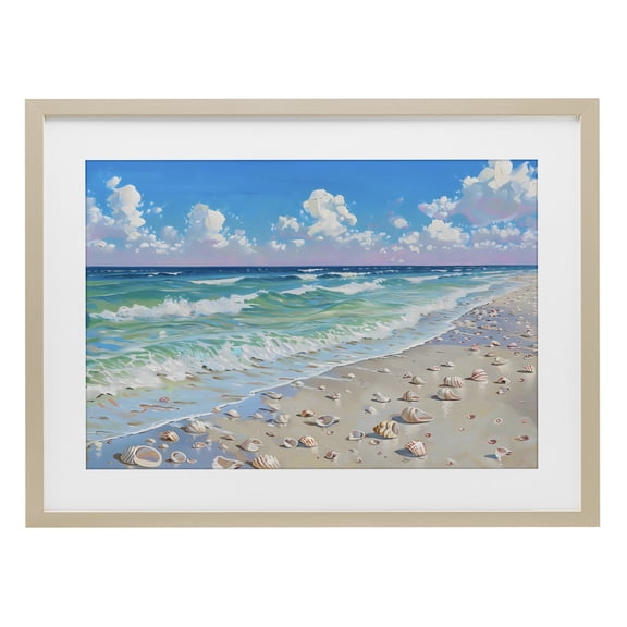 Stupell Industries Shells Awash on Shore Birch Framed Print Under Glass, design by LSR Design Studio, 17 x 23