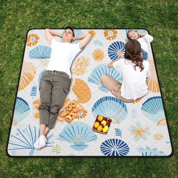 Shells Conches Beach Blanket Outdoor Picnic Blanket 78"x 78" Waterproof Foldable for Beach Camping Travel Hiking Grass Lawn Park