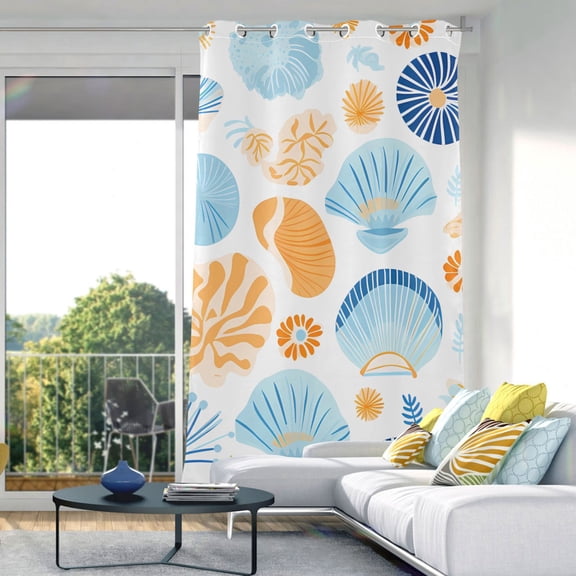 Shells Conches Blackout Curtain Panels Drapes Privacy Assured with Light Filtering Curtains for Living room Bedroom Bathroom Window