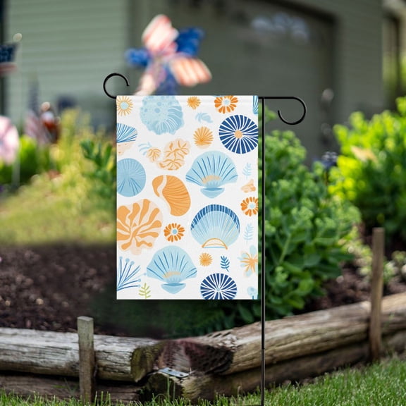 Shells Conches Garden Flag Double Sided Outdoor Banners for Courtyard Outdoor Lawn Farmhouse Holiday Decorations