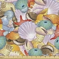 thumbnail image 1 of Ambesonne Shells Fabric by the Yard Upholstery, Pile of Seashells, 1 Yard, Multicolor, 1 of 4