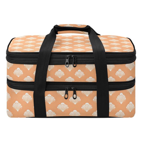 Shells Pattern Insulated Double Decker Casserole Carrier Expandable for Hot Cold Food Potluck Picnic