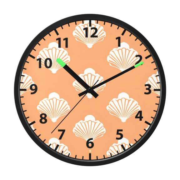 Shells Pattern Wall Clock 12 Inch Voice Activated Night Light Silent Non Ticking