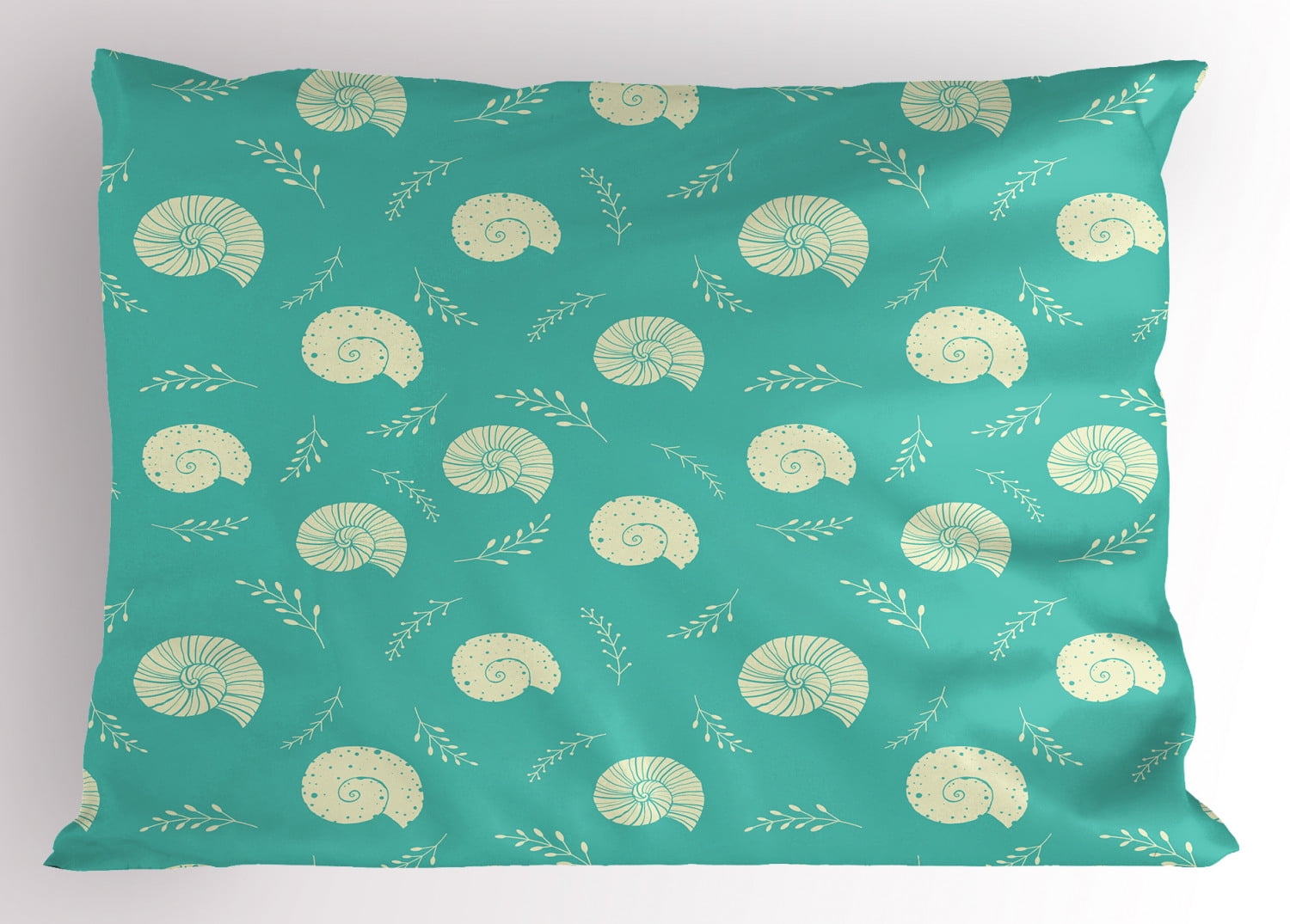 Shells Pillow Sham Art Deco Style Vintage Illustration of Shark Eye ...