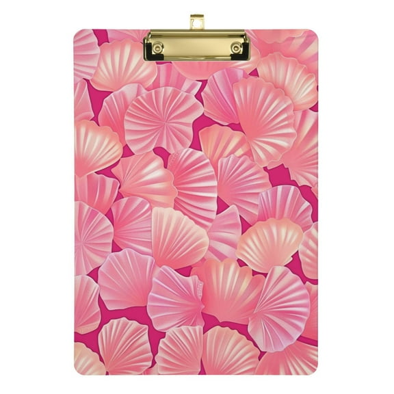 Shells Pink Acrylic Clipboards 12 x 9 Inch A4 Size with Low Profile Clip Hanging Clipboard for Classroom School Office