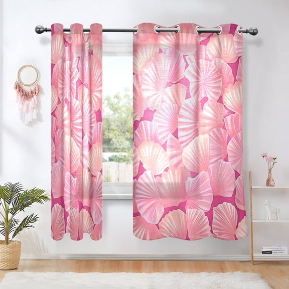 Shells Pink Blackout Curtains Thermal Insulation 63 inch Grommet for Bedroom Living Room Bathroom Kitchen Windows 2 Pack