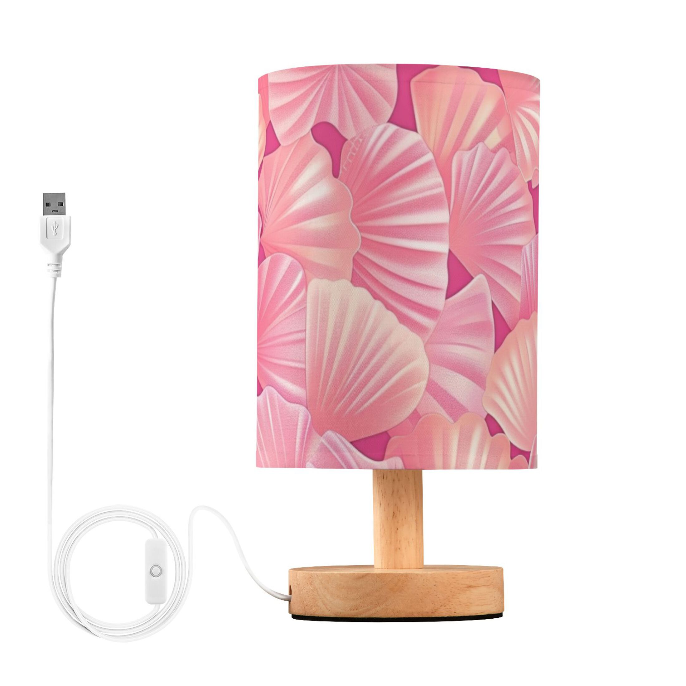 Shells Pink Table Lamp USB Bedside Desk Nightstand Lamp Printed Gifts ...