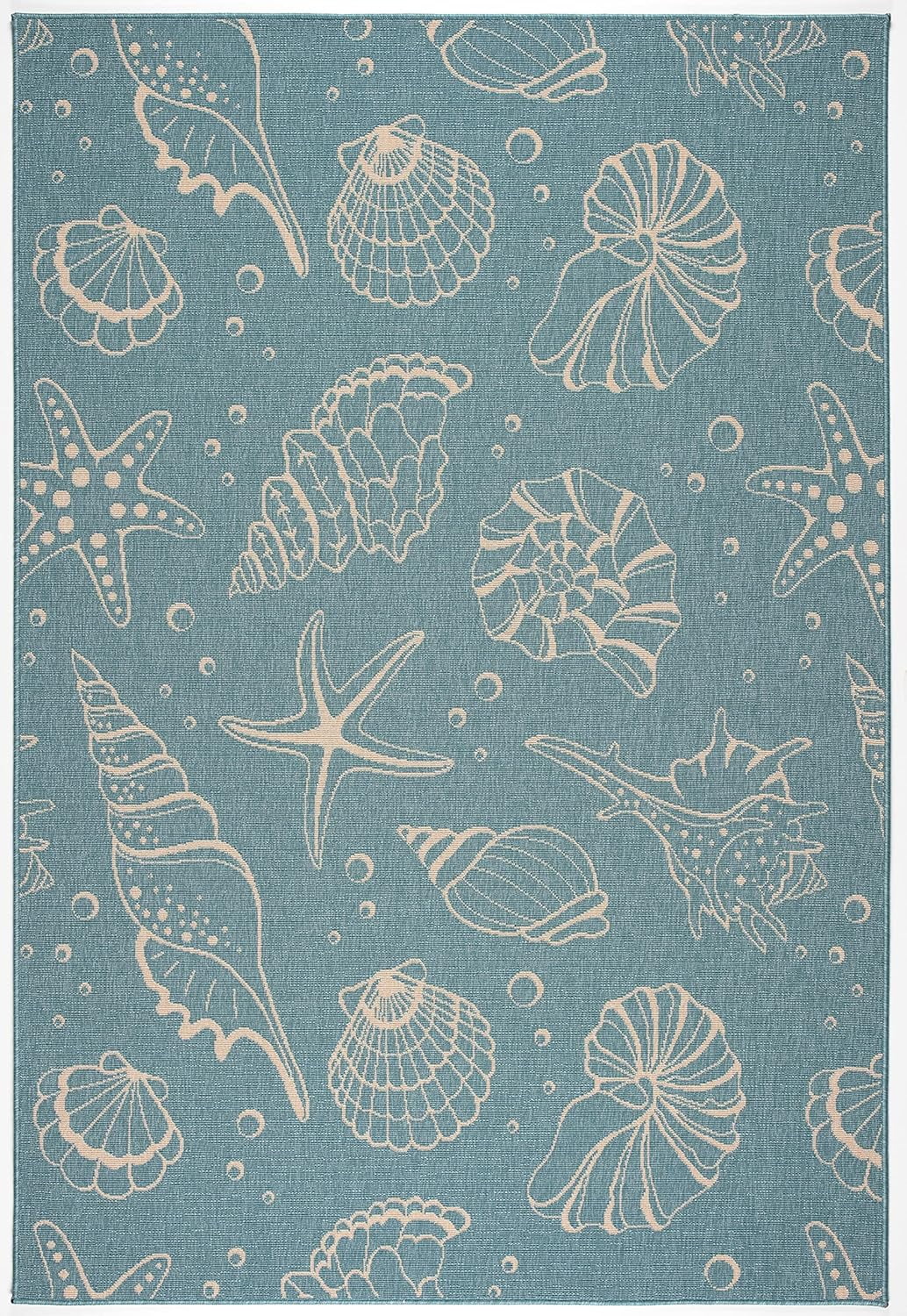 Shells Premium Indoor Outdoor Area Rug Seaside Seashell Aquatic Marine ...