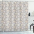 thumbnail image 1 of Shells Shower Curtain, Colorful Composition of Shells with Sketch Style Details on a Greyscale Background, Fabric Bathroom Set with Hooks, 69W X 75L Inches Long, Multicolor, by Ambesonne, 1 of 3