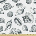 thumbnail image 1 of Ambesonne Shells Fabric by the Yard Upholstery, Florida Fighting Conch, 10 Yards, Dark Blue and White, 1 of 4