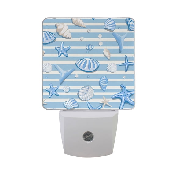 Shells Starfish Corals Night Light 2 Pack LED Nightlight Plug into Wall Dusk to Dawn Sensor Soft White