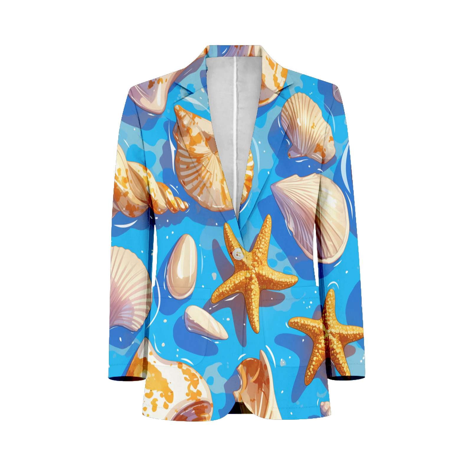Shells Starfish Marine Pattern Customized Men's Suits full man Shawl ...