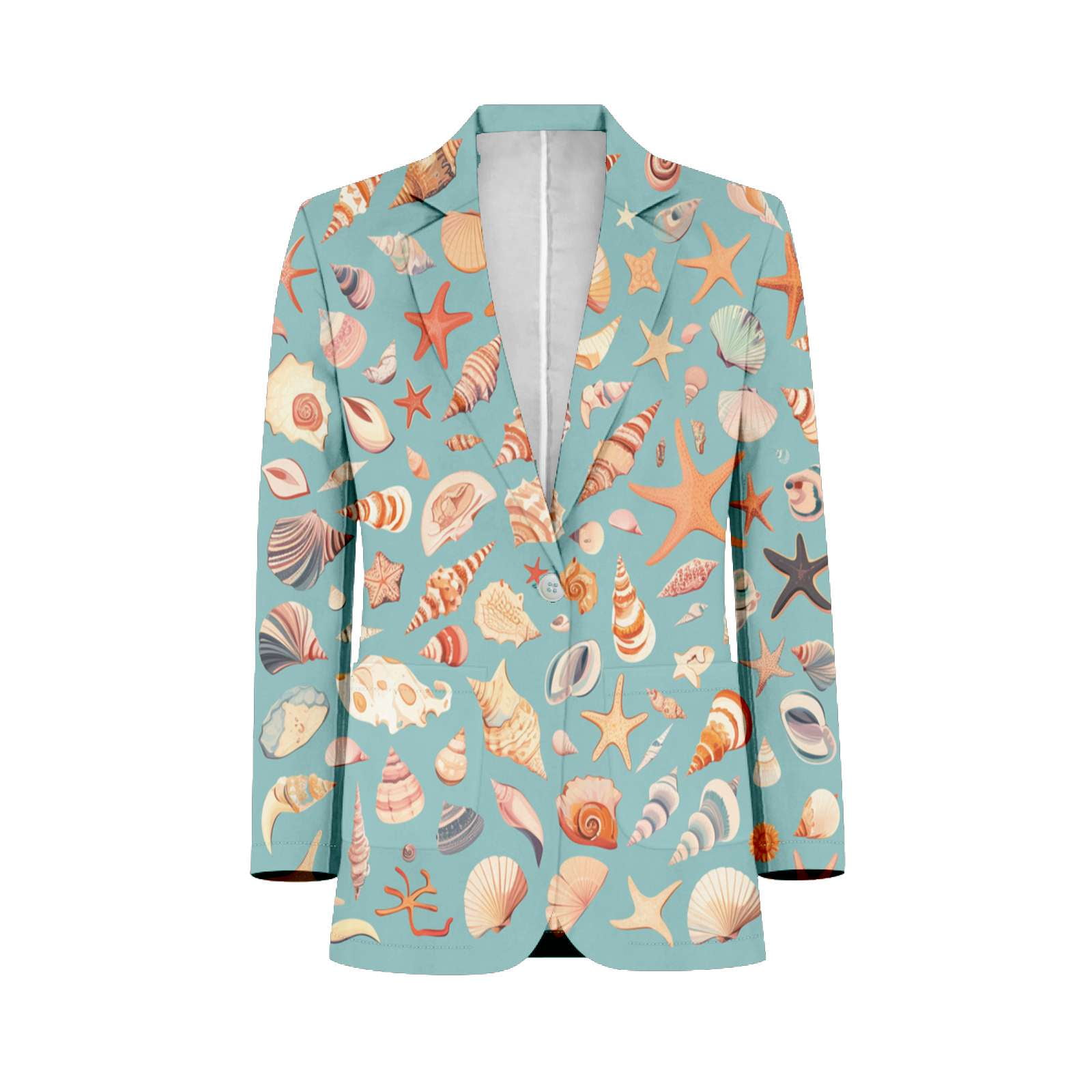 Shells Starfish Marine Pattern Mens Suits Shawl Collar Slim Fit Suit ...