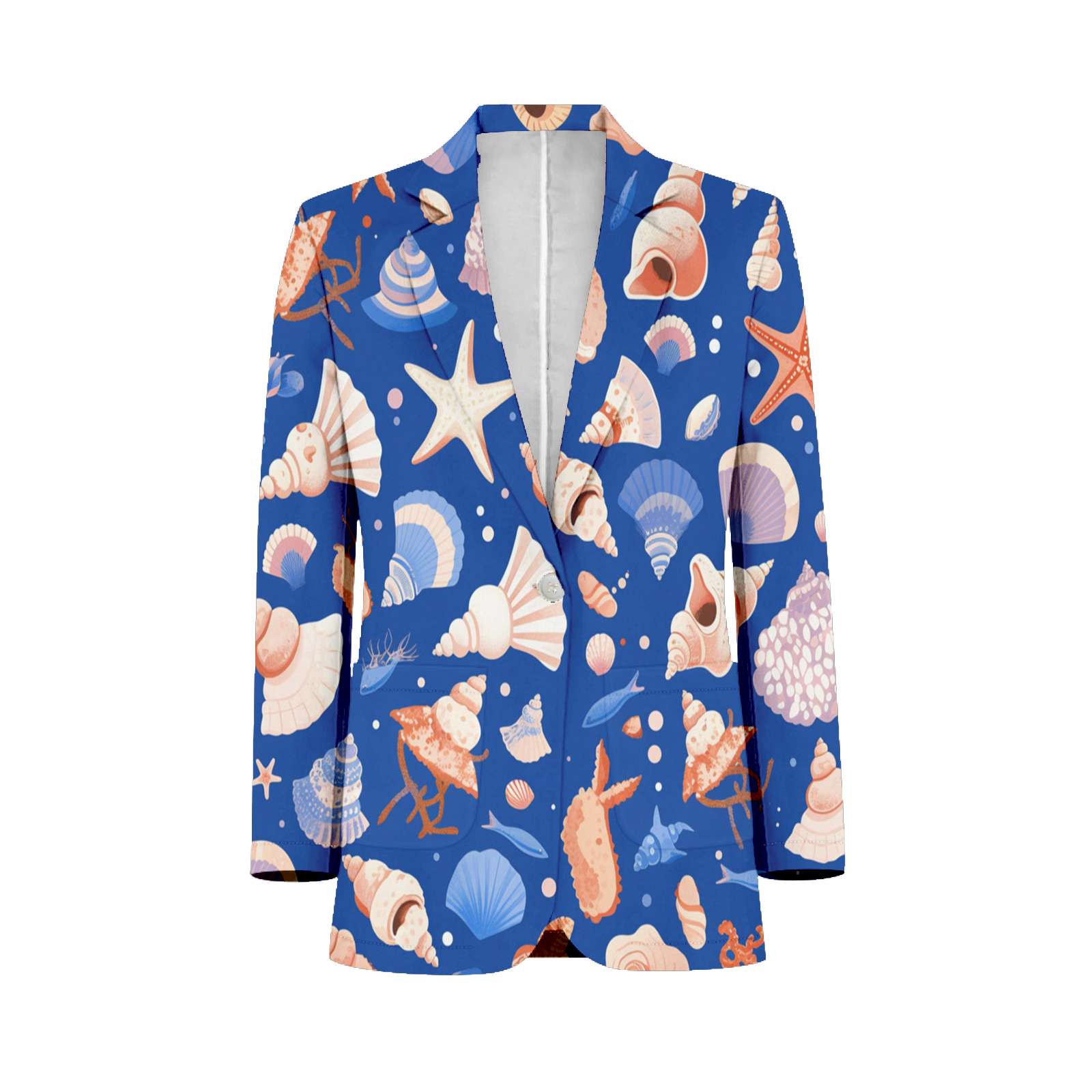 Shells Starfish Marine Pattern Mens Suits Shawl Collar Slim Fit Suit ...
