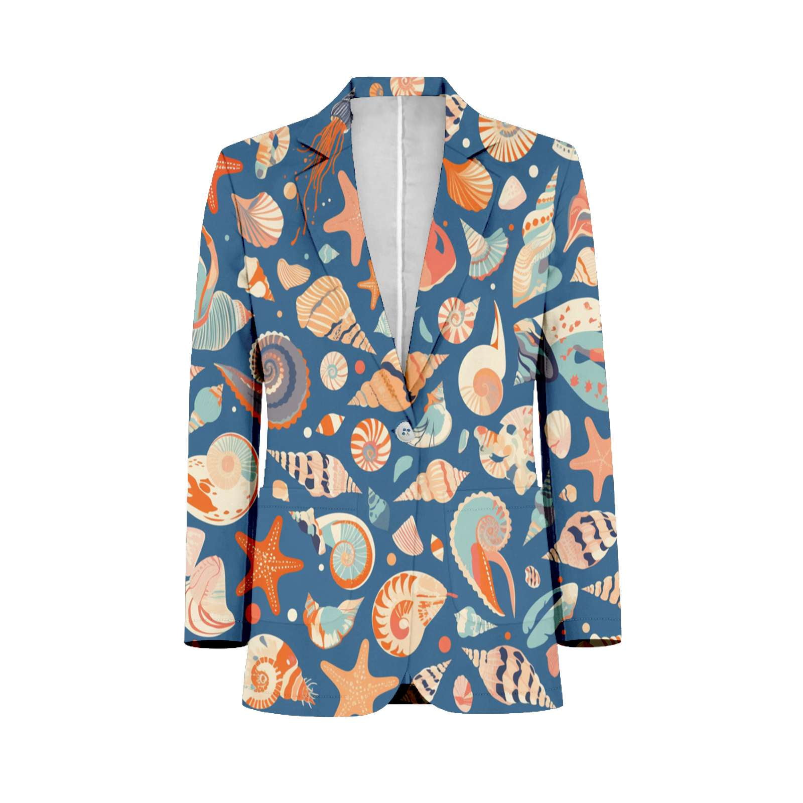 Shells Starfish Marine Pattern Mens Suits Shawl Collar Slim Fit Suit ...