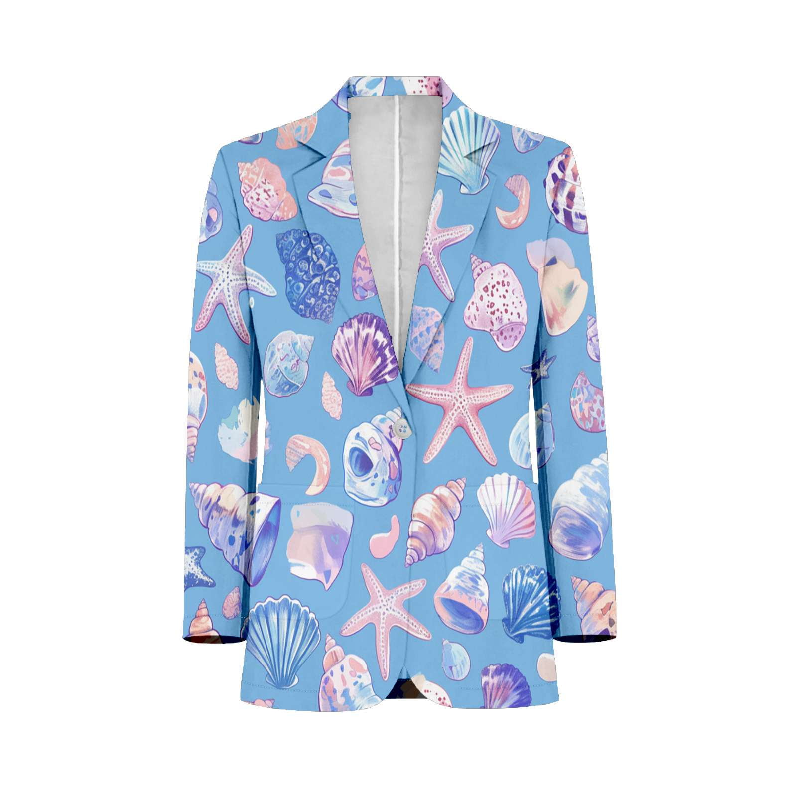 Shells Starfish Marine Pattern Mens Suits Shawl Collar Slim Fit Suit ...