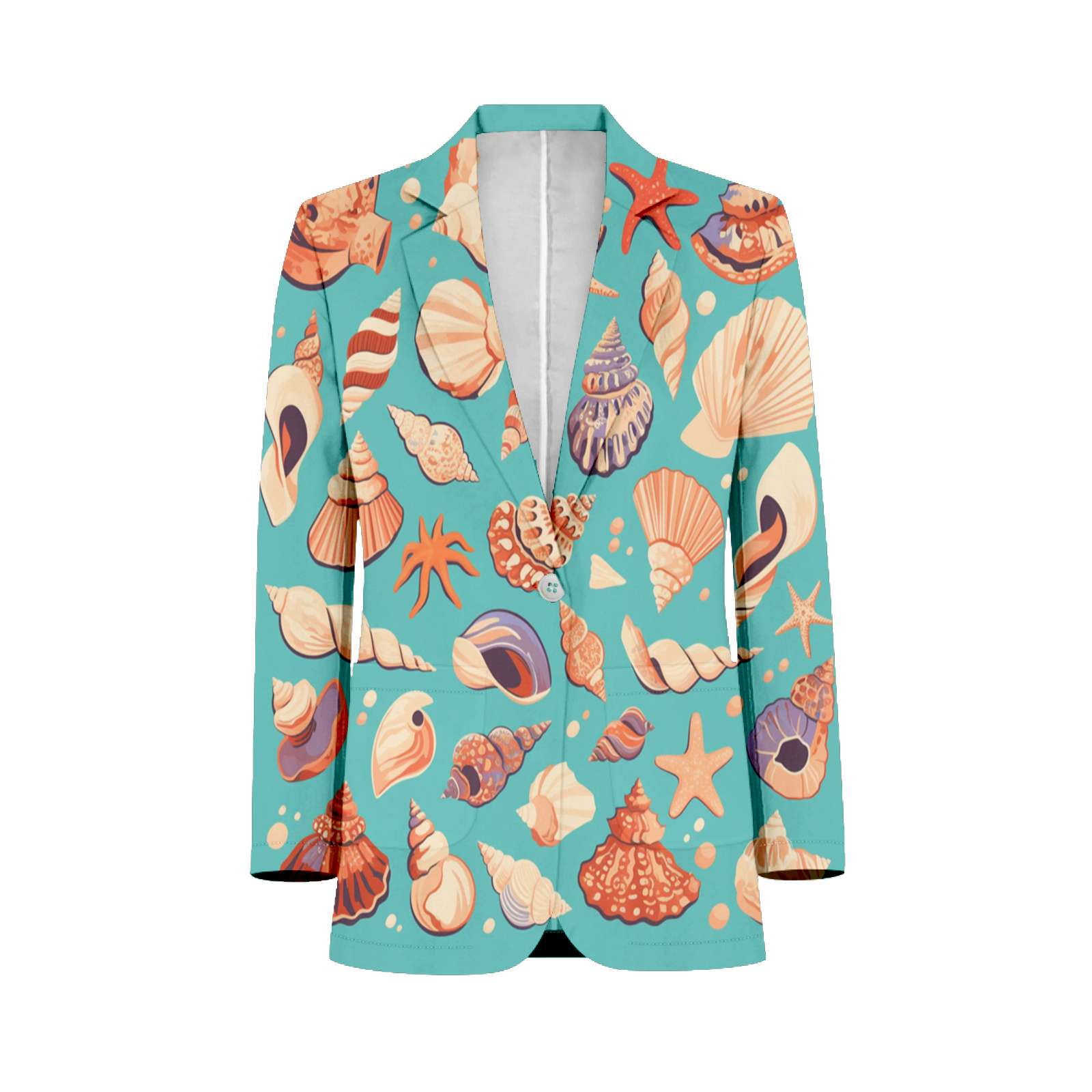 Shells Starfish Marine Pattern Mens Suits Shawl Collar Slim Fit Suit ...
