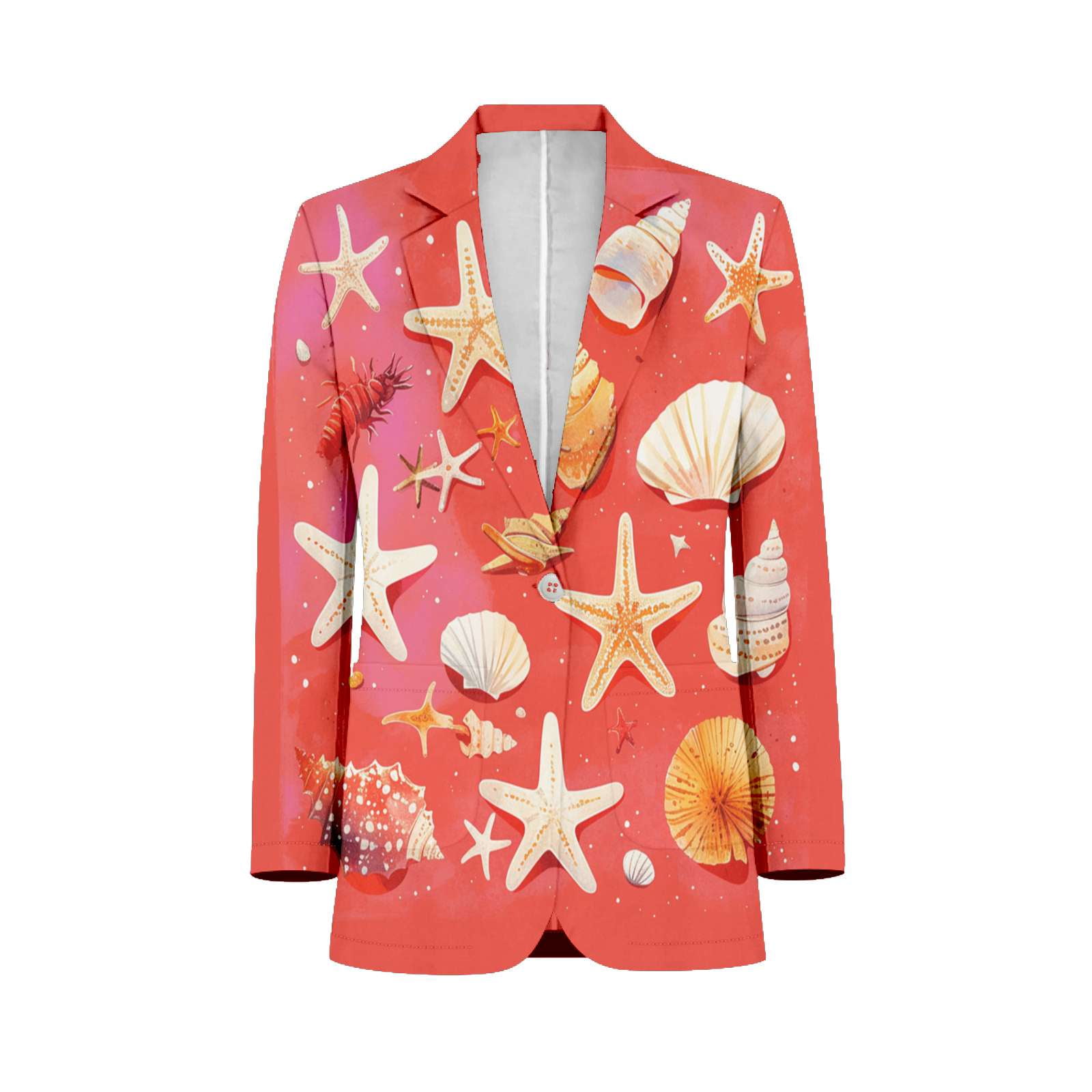 Shells Starfish Marine Pattern Mens Suits Shawl Collar Slim Fit Suit ...