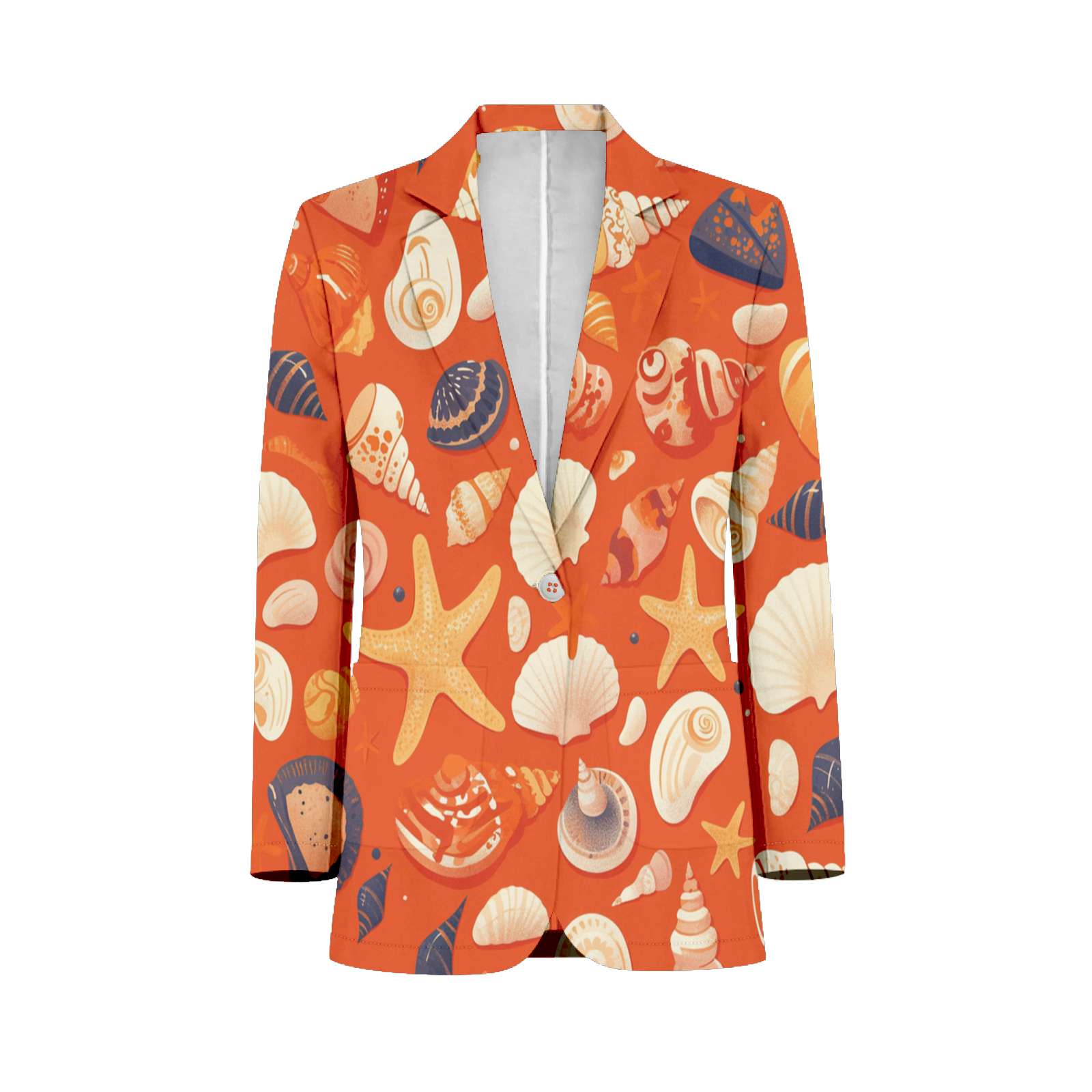 Shells Starfish Marine Pattern Mens Suits Shawl Collar Slim Fit Suit ...