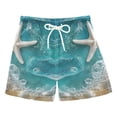 thumbnail image 1 of Shells Starfish on Beach Sea Wave Boys' Swim Trunks Board Shorts Beach Pants Bathing Bottoms L, 1 of 8