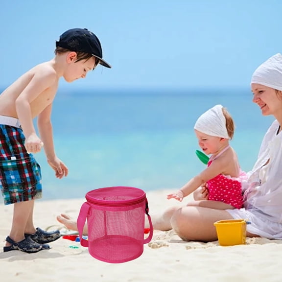 Shells Stroller Bag, Mesh Beach Handbag For Children's Outdoor Toys, Swimming Accessories Storage, Plastic Material, Portable, Foldable, With Zipper